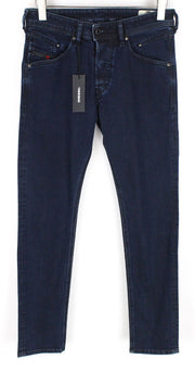 DIESEL Belther-R R8LC4 vyriški mėlyni džinsai W28/L30 Regular Slim siaurėjantys tamprūs džinsai 