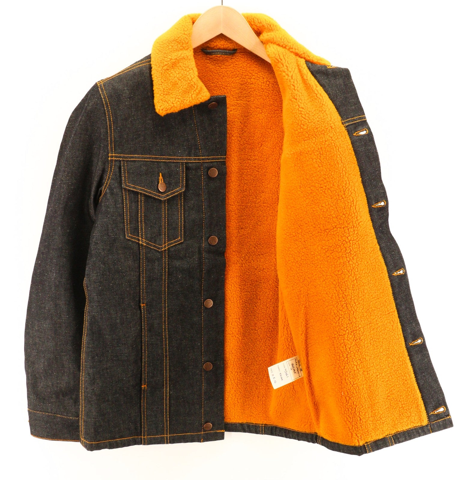 NUDIE JEANS Helmut vyriška striukė M suknelė mėlyna šerpų pamušalu ilgomis rankovėmis džinsinis audinys 