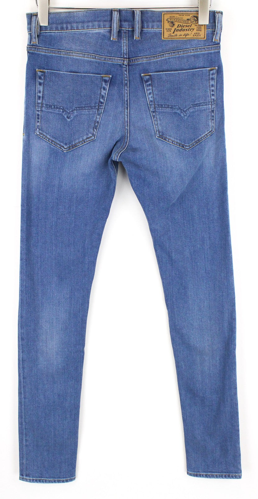 DIESEL Tepphar-X R8XA3 vyriški mėlyni džinsai W28/L34 Slim Carrot Fit skalbti tamprūs džinsai 