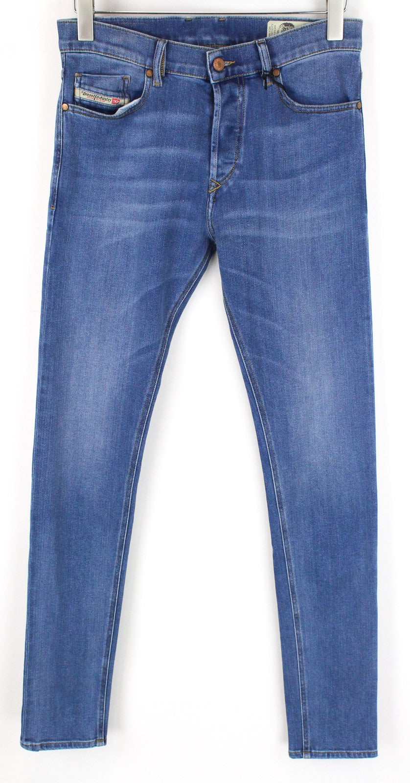 DIESEL Tepphar-X R8XA3 vyriški mėlyni džinsai W28/L34 Slim Carrot Fit skalbti tamprūs džinsai 