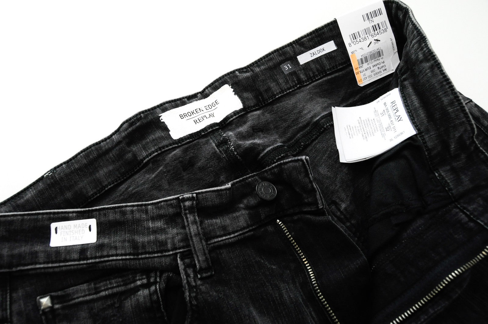 REPLAY Zaldok vyriški džinsai W31/L32 pilki, skalbti, prigludę, medvilniniai, tamprūs. 