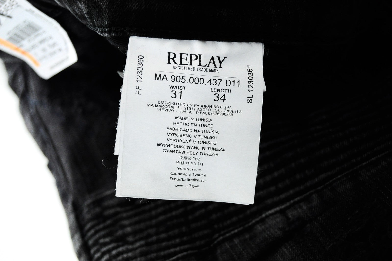 REPLAY Zaldok vyriški džinsai W31/L34 Slim Fit pilki plėšyti skalbtos medvilnės tamprūs audinys 