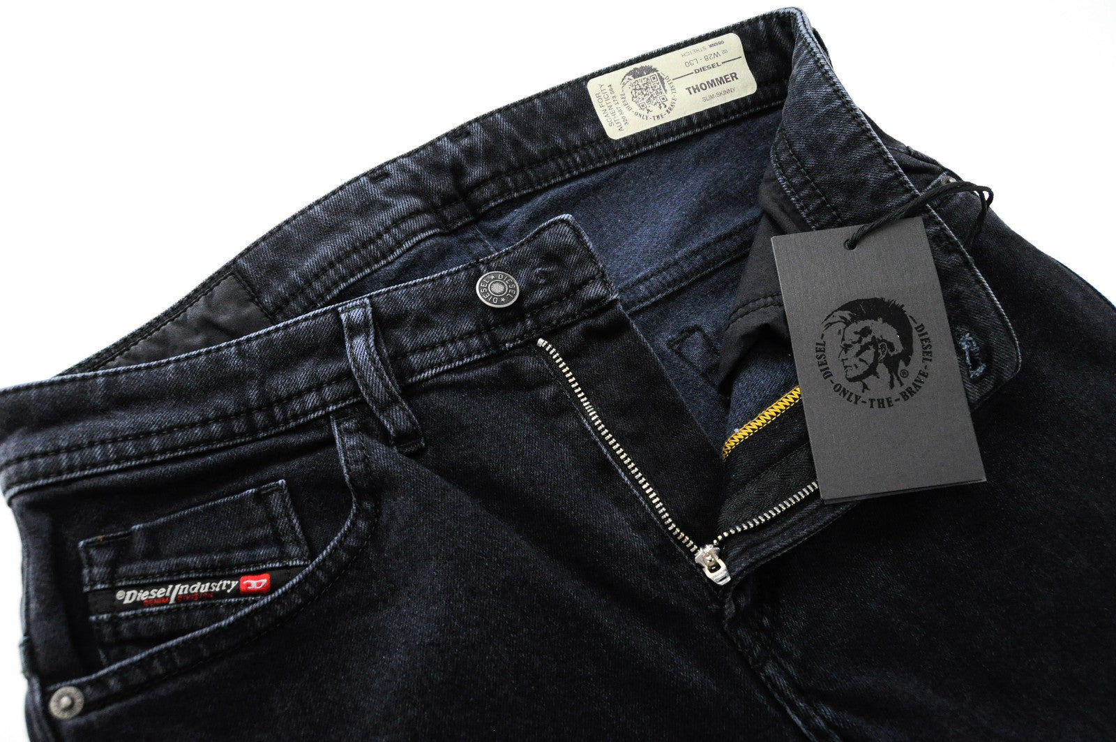 DIESEL Thommer 084NK vyriški džinsai W28/L30 Slim Skinny Navy, elastingi 5 kišenių 