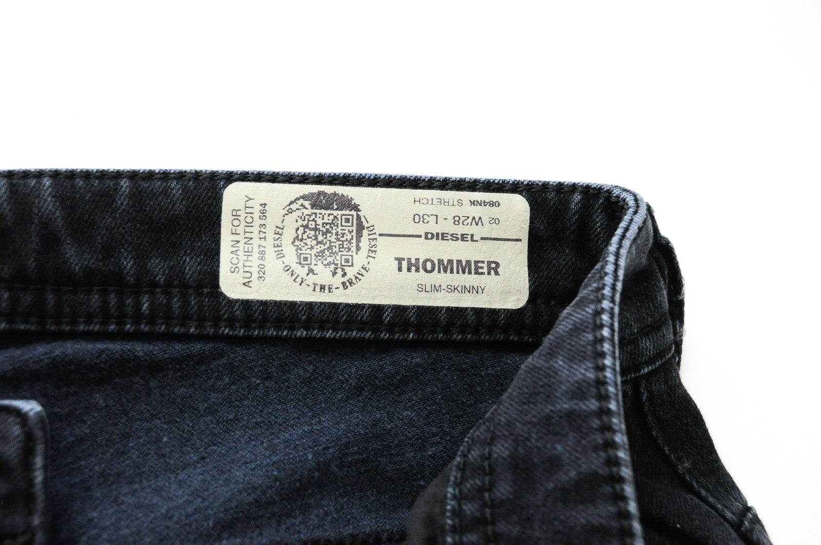 DIESEL Thommer 084NK vyriški džinsai W28/L30 Slim Skinny Navy, elastingi 5 kišenių 