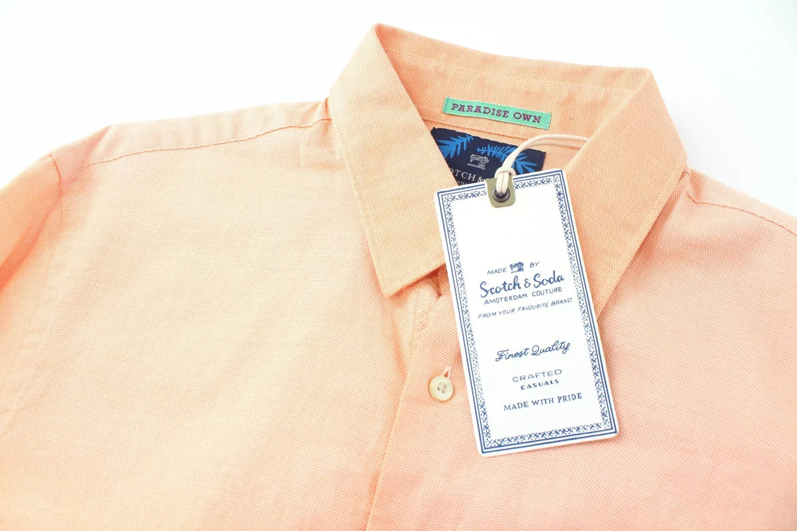 SCOTCH &amp; SODA Ams Couture vyriški marškinėliai S dydžio oranžiniai medvilniniai skalbti ilgomis rankovėmis 