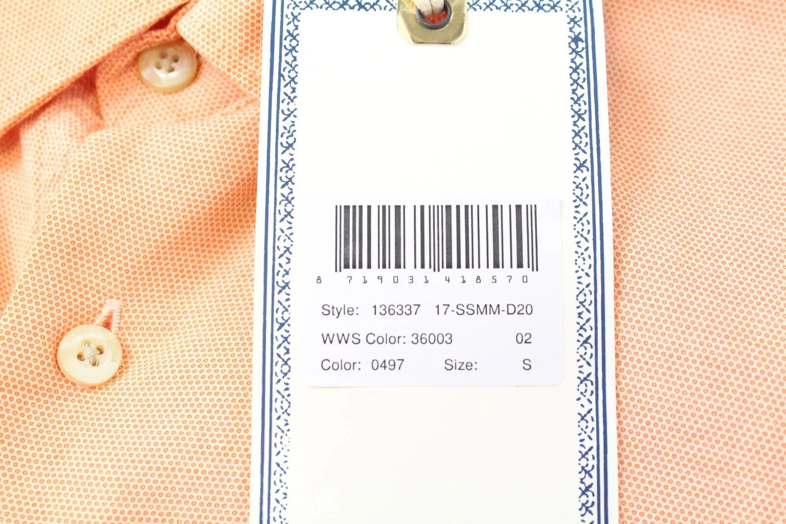 SCOTCH &amp; SODA Ams Couture vyriški marškinėliai S dydžio oranžiniai medvilniniai skalbti ilgomis rankovėmis 