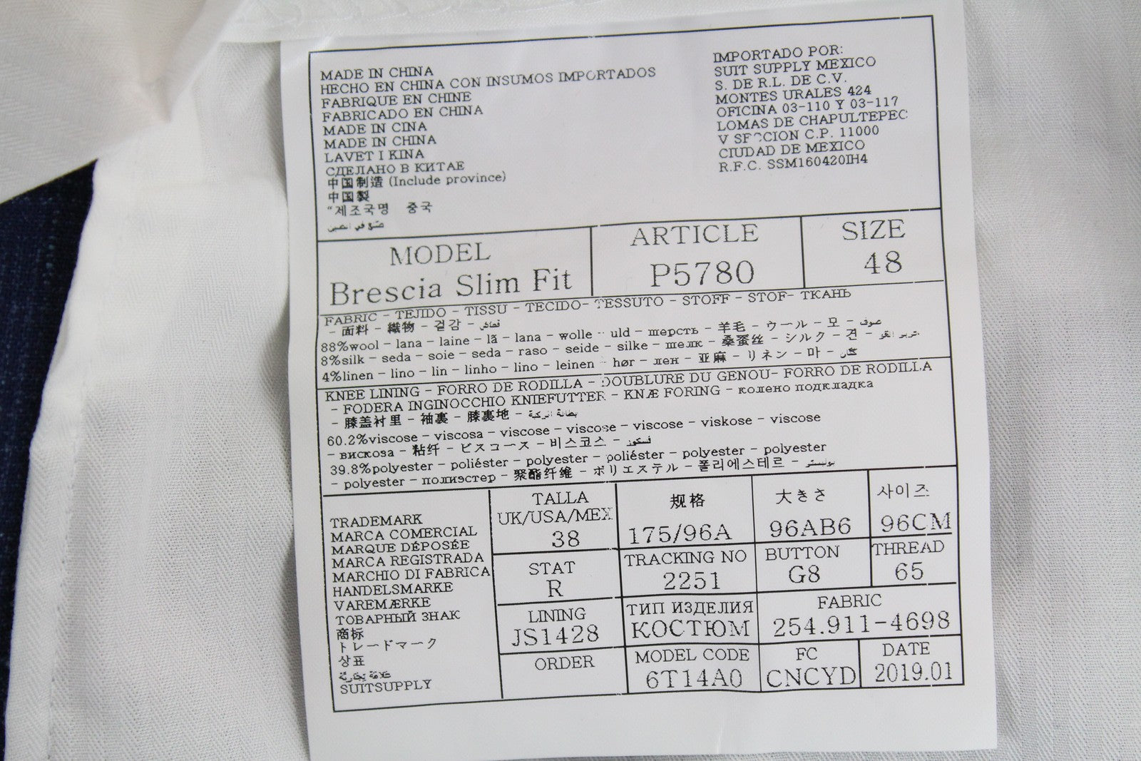 SUITSUPPLY vyriškas kostiumas „Havana“, UK36R, mėlynas languotas, dviejų dalių, vilnonis, šilkinis, lininis, plonas 