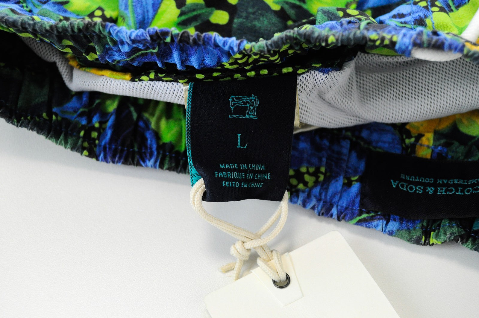 SCOTCH & SODA Ams Couture Men's Swim Shorts L Green Patterned Cotton Blend