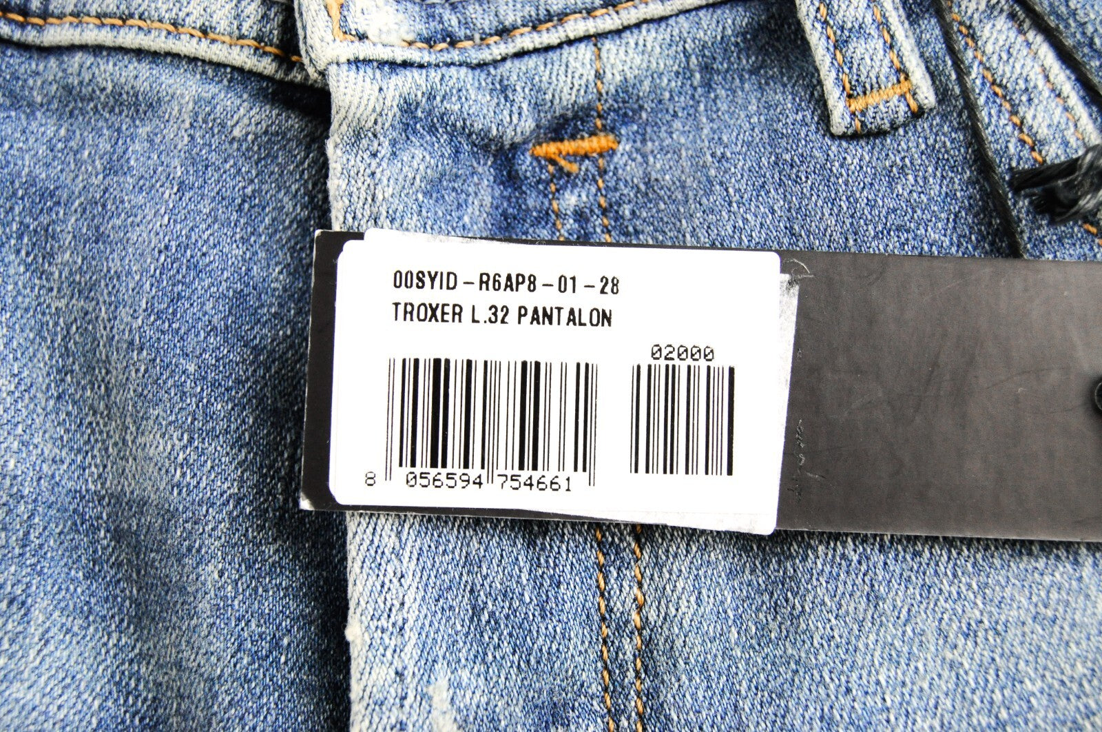 DIESEL Troxer R6AP8 vyriški mėlyni džinsai W28/L32 Slim Skinny skalbtos medvilnės tamprės 