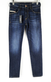 DIESEL D-Bazer 082AY vyriški mėlyni džinsai W27/L32 siaurėjantys, išplauti su sagomis 