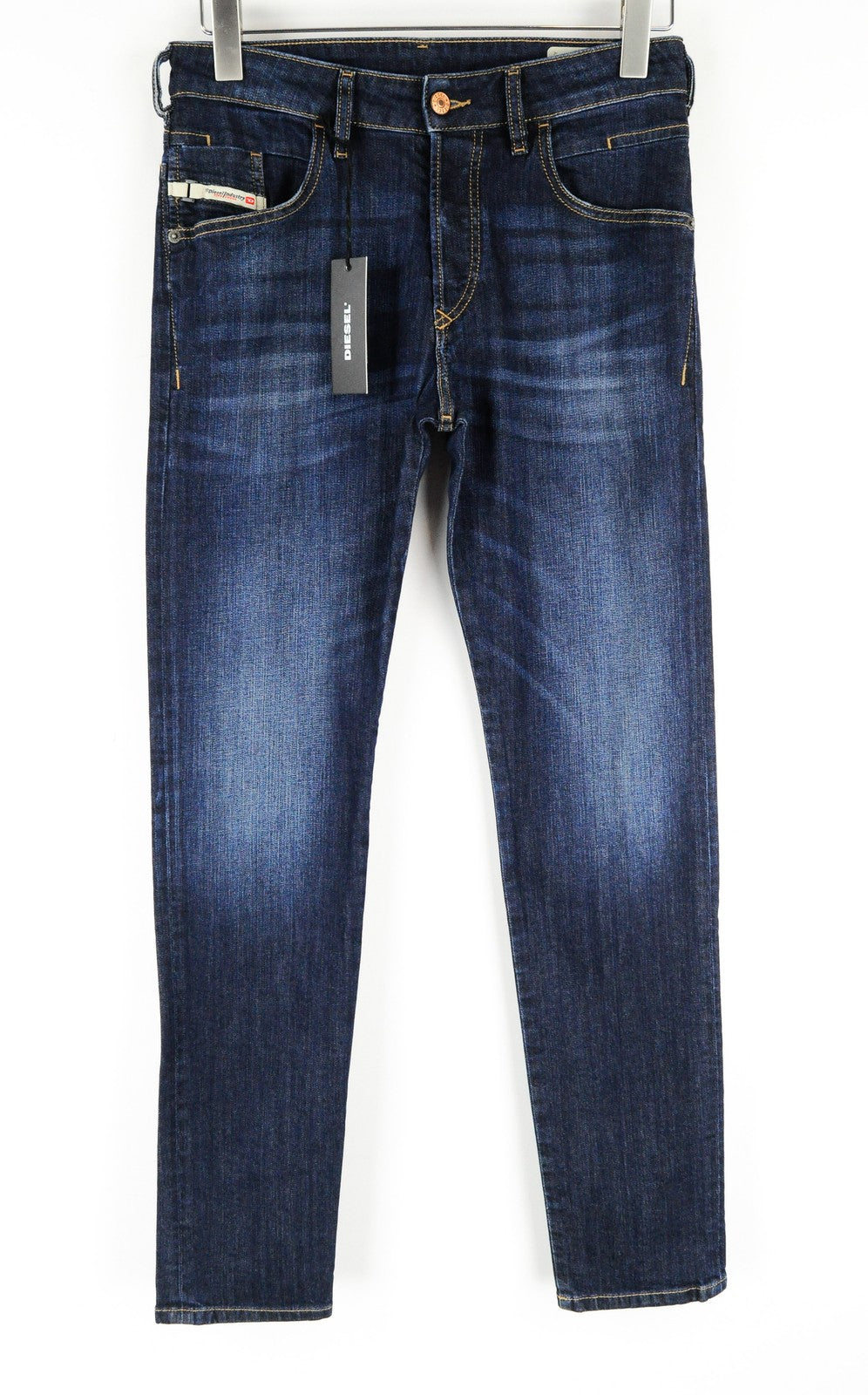DIESEL D-Bazer 082AY vyriški mėlyni džinsai W27/L32 siaurėjantys, išplauti su sagomis 