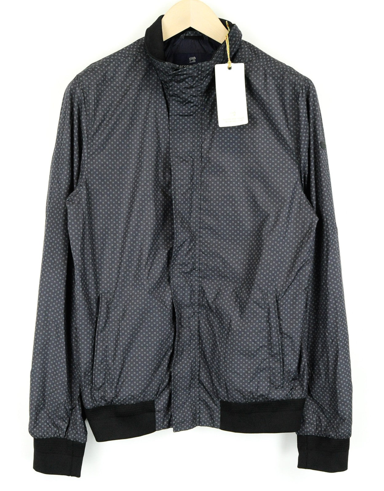 SCOTCH &amp; SODA Ams Couture vyriška striukė M tamsiai pilka su pamušalu ir raštuota ilgomis rankovėmis 