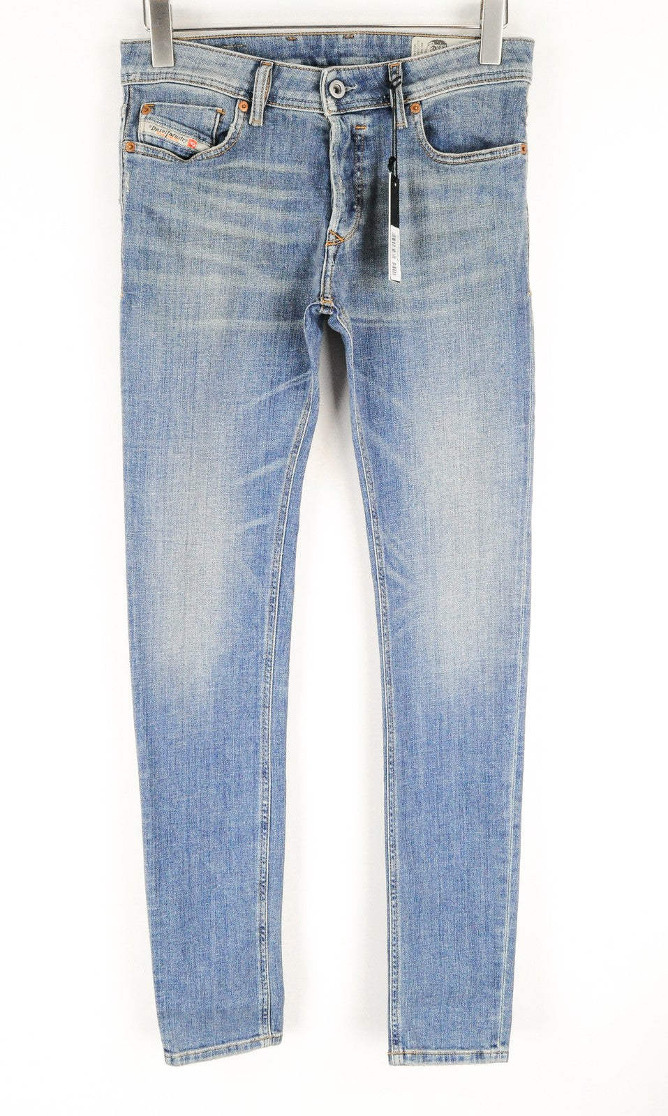 DIESEL Troxer R6AP8 vyriški mėlyni džinsai W28/L32 Slim Skinny sendinto dėmėto džinso rašto 