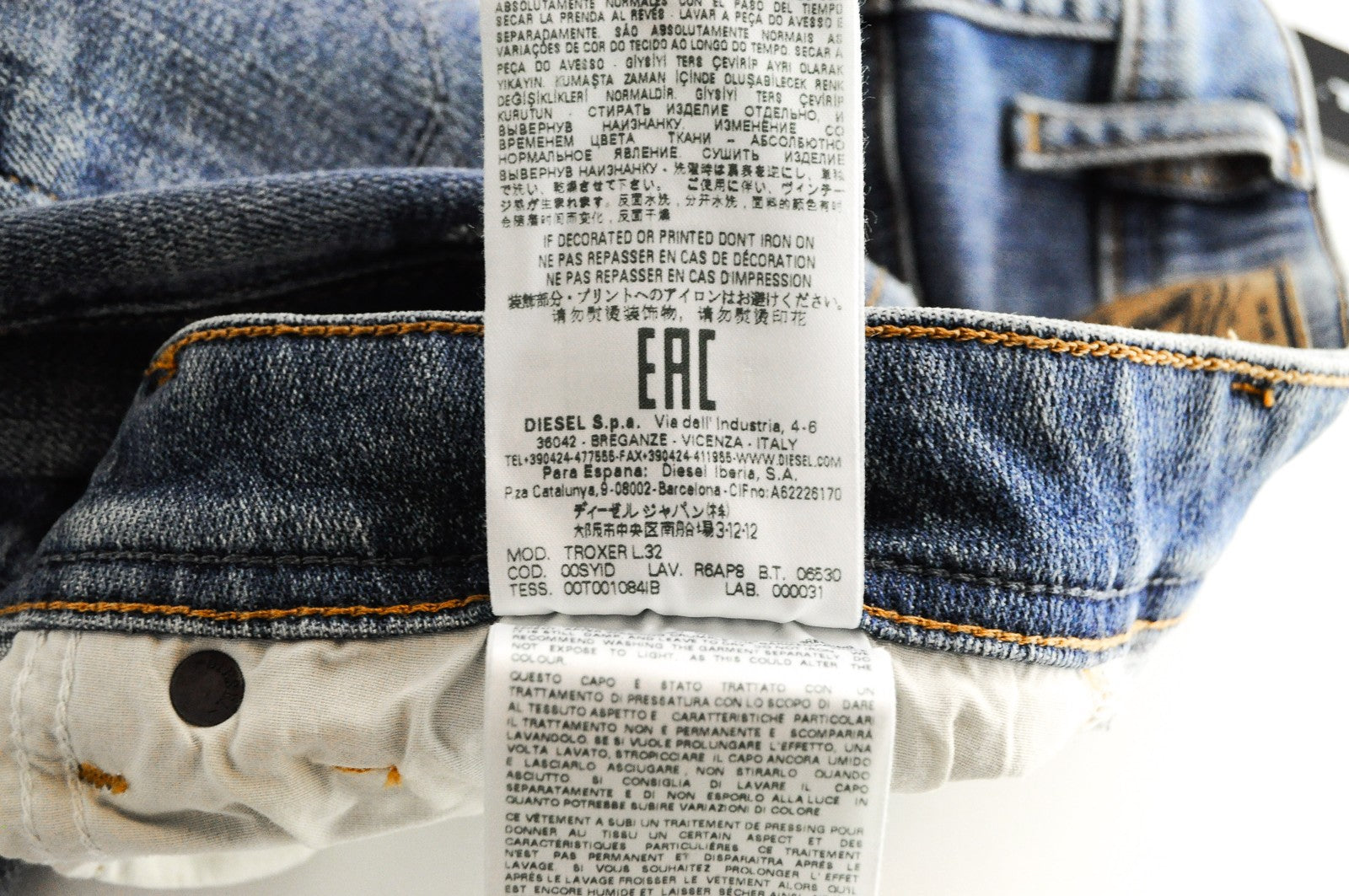 DIESEL Troxer R6AP8 vyriški mėlyni džinsai W28/L32 Slim Skinny sendinto dėmėto džinso rašto 