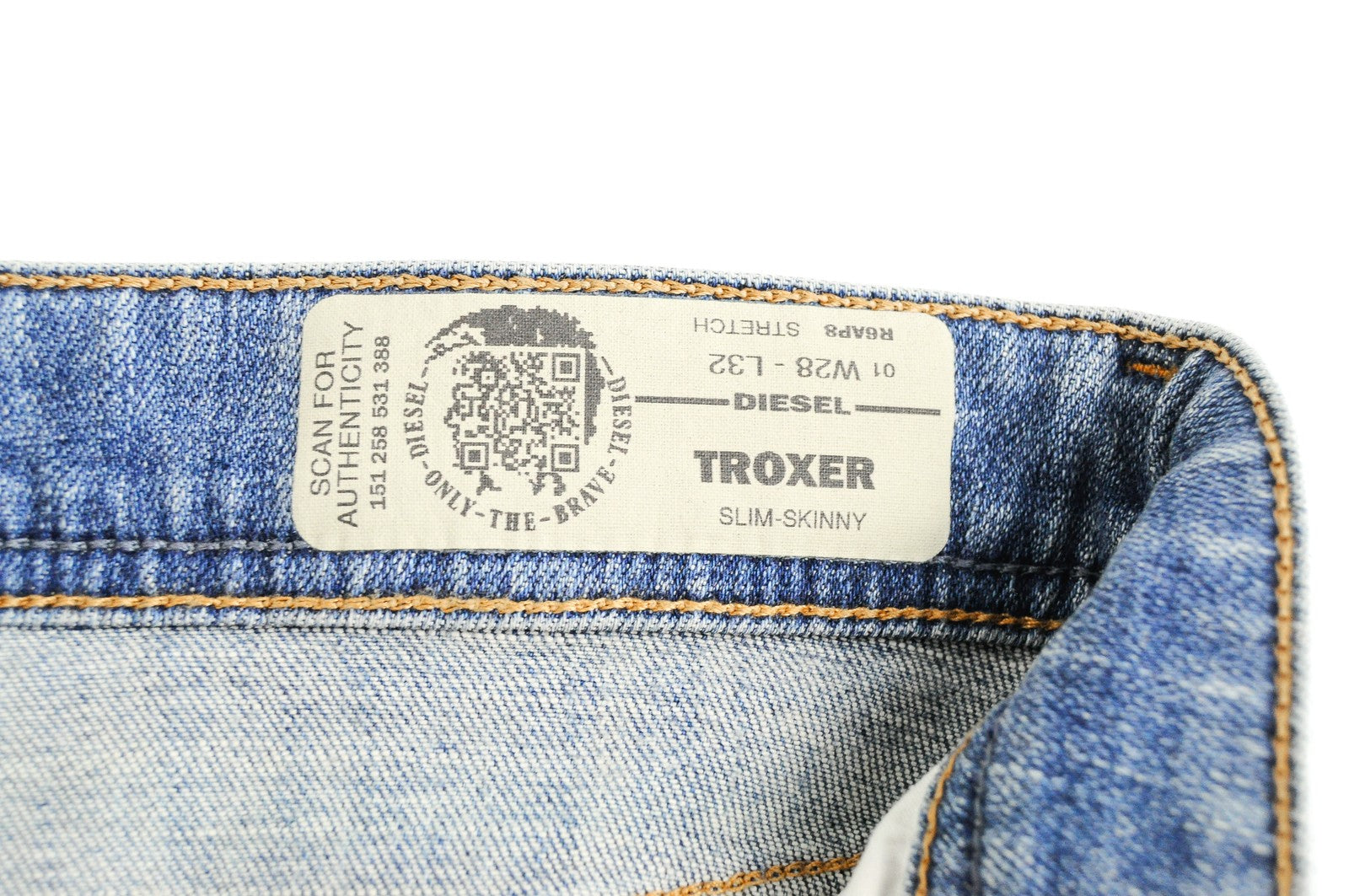 DIESEL Troxer R6AP8 vyriški mėlyni džinsai W28/L32 Slim Skinny sendinto dėmėto džinso rašto 