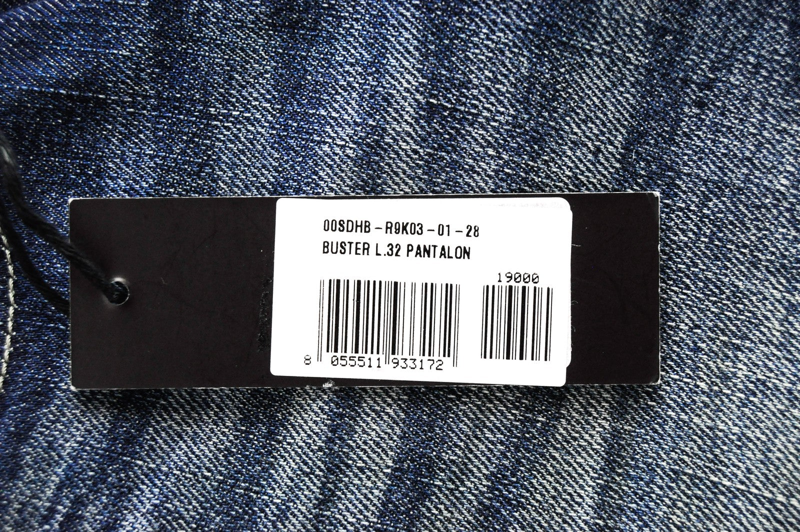 DIESEL Buster R9K03 vyriški mėlyni džinsai W28/L32 Slim Tapered Stained Distressed 