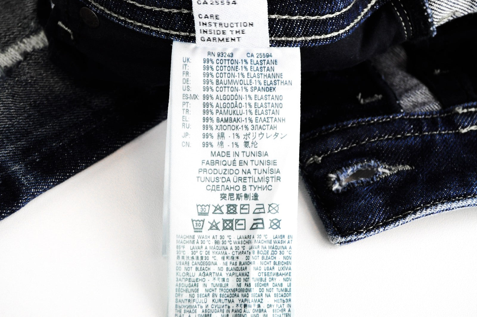 DIESEL Buster R9K03 vyriški mėlyni džinsai W28/L32 Slim Tapered Stained Distressed 