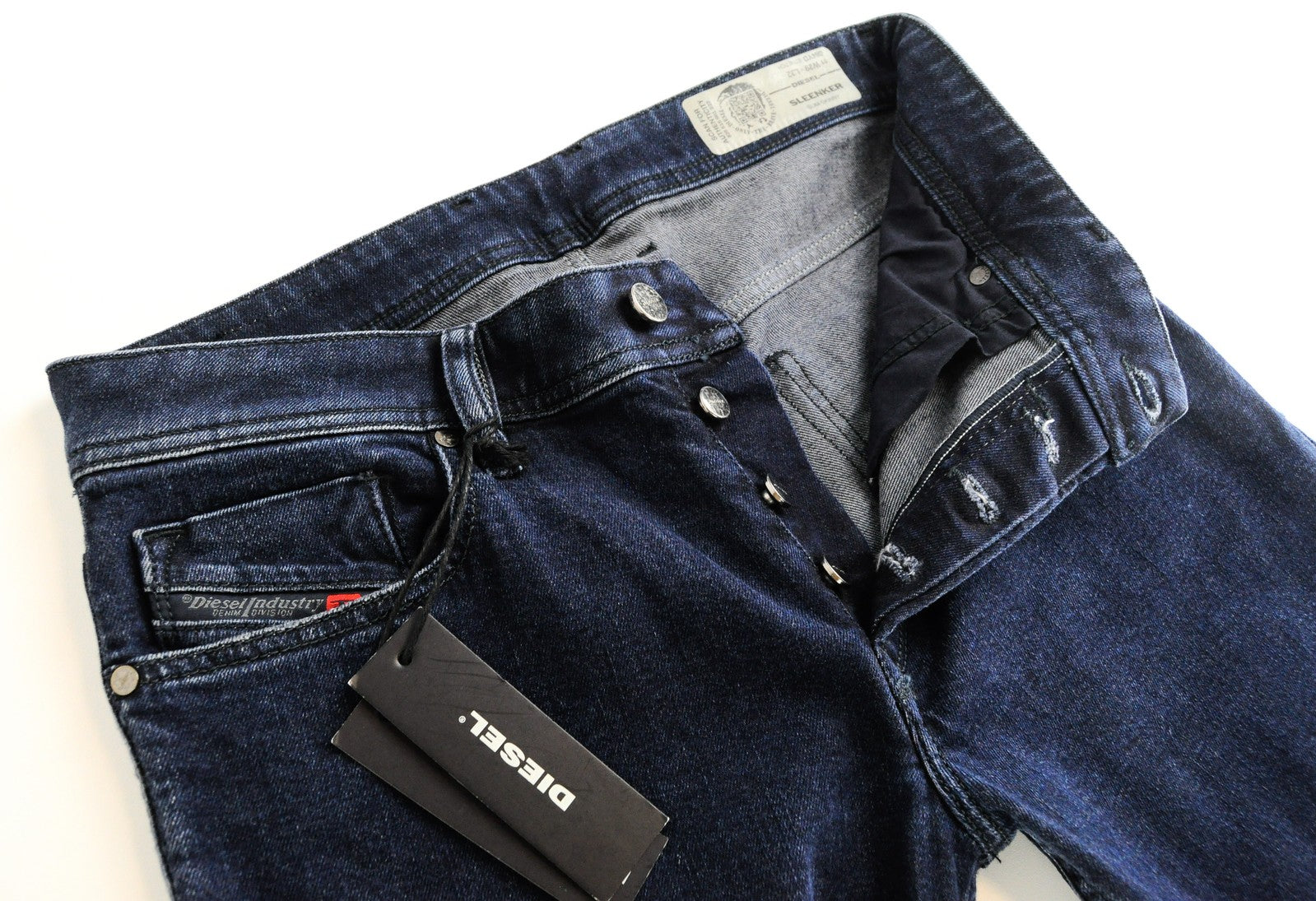 DIESEL Sleenker 084YD vyriški mėlyni džinsai W29/L32 Slim Skinny tamsiai skalbto džinso spalvos 