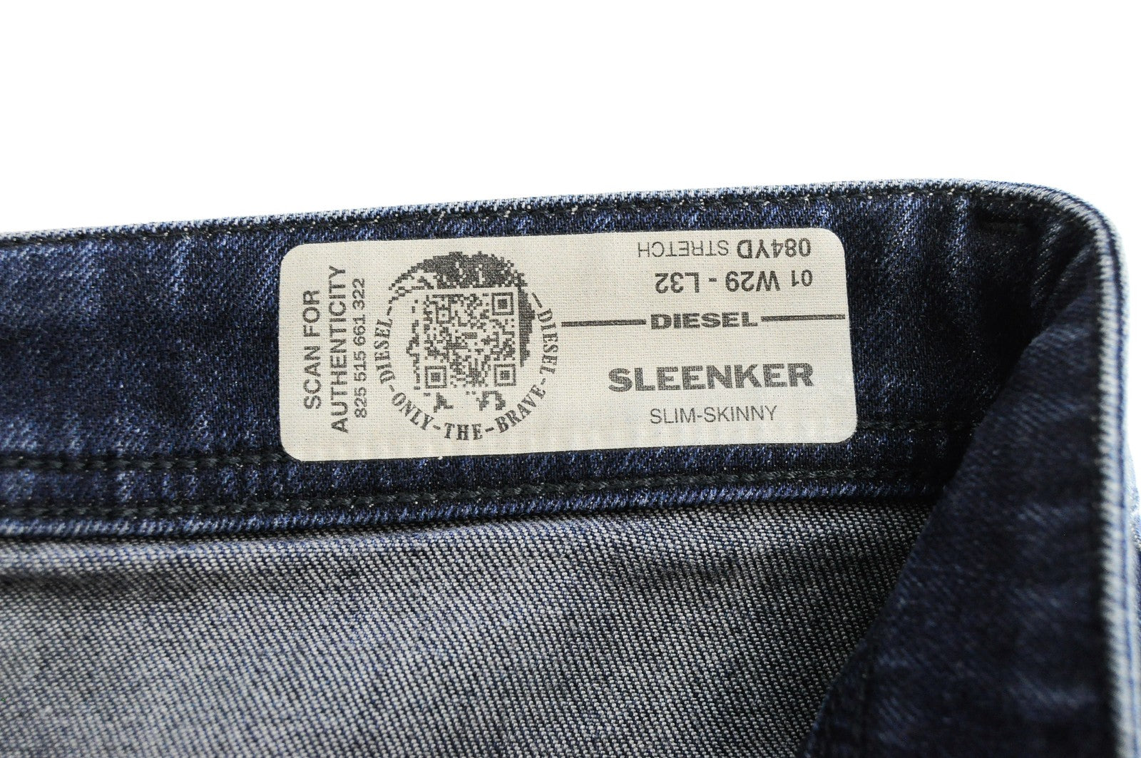 DIESEL Sleenker 084YD vyriški mėlyni džinsai W29/L32 Slim Skinny tamsiai skalbto džinso spalvos 