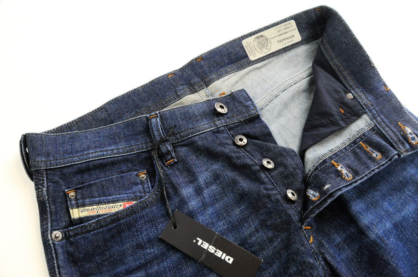 DIESEL Tepphar R845B vyriški mėlyni džinsai W29/L32 Stone Wheel Slim Carrot Stretch 