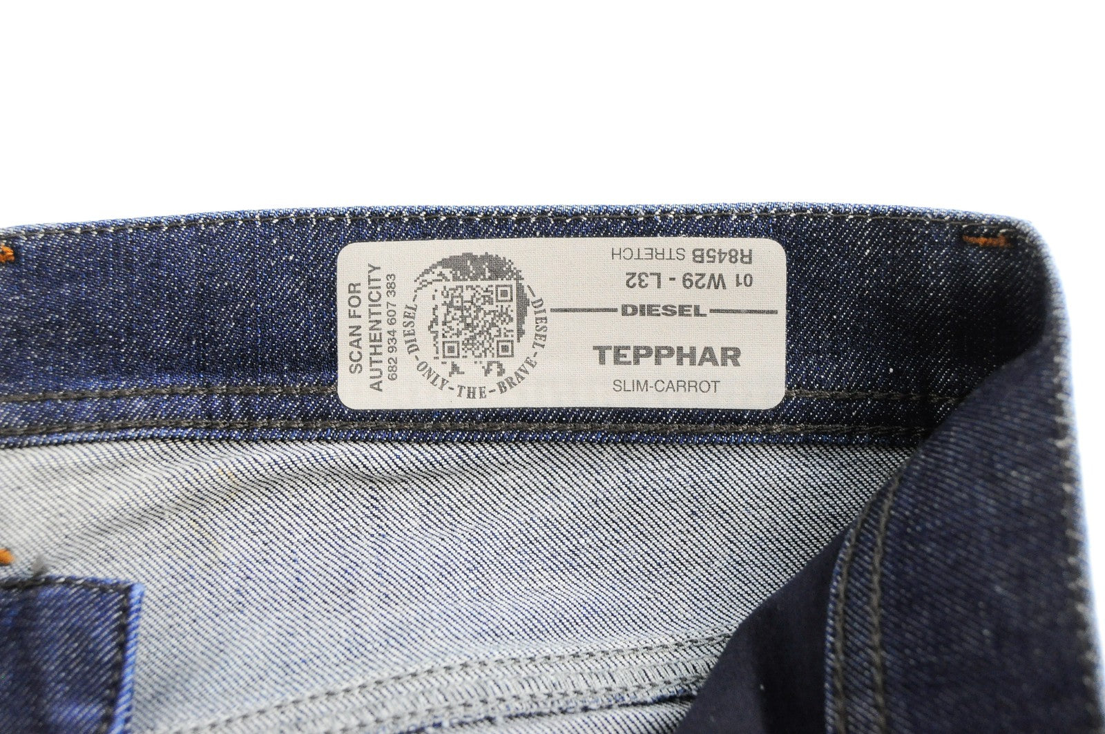 DIESEL Tepphar R845B vyriški mėlyni džinsai W29/L32 Stone Wheel Slim Carrot Stretch 