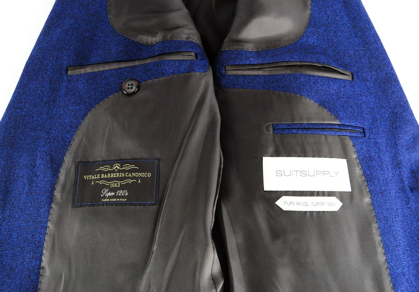 SUITSUPPLY Lazio Men's Suit UK40L Woolen Slim Cut Woven Melange 2-Piece Classic