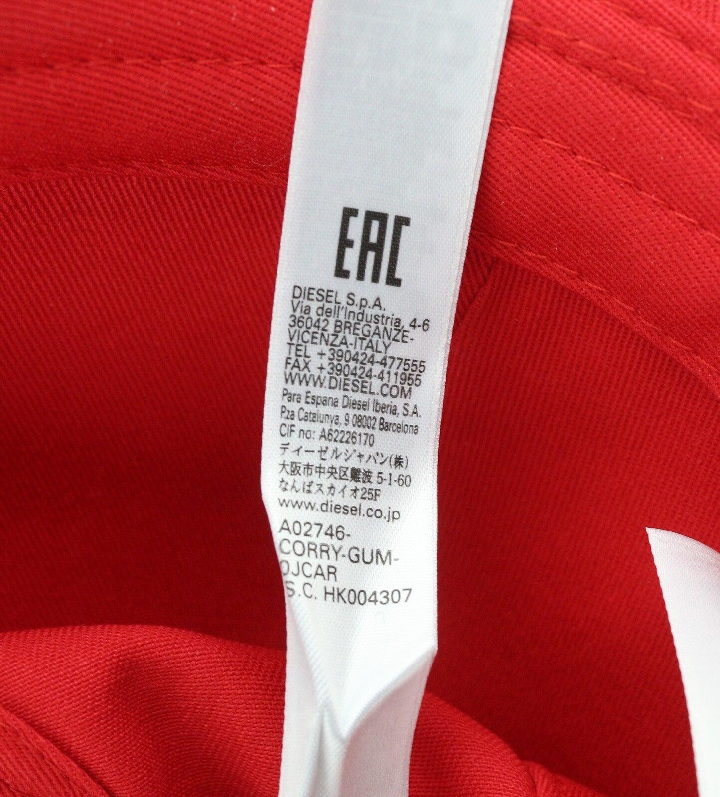 DIESEL Corry-Gum vyriška kepurė OS raudona beisbolo medvilninis lopas priekyje logotipas laisvalaikio unisex 