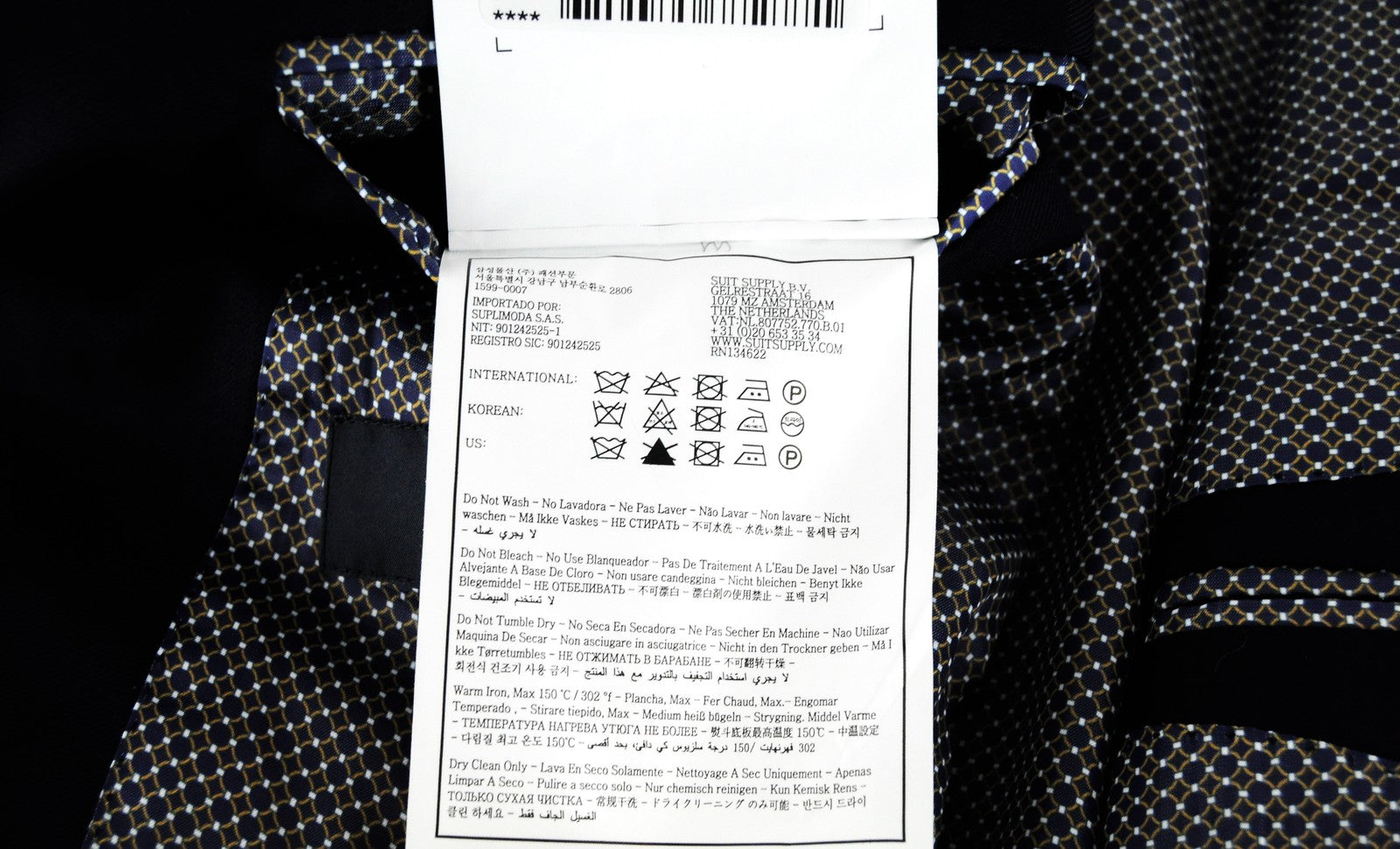 SUITSUPPLY La Spalla vyriškas tamsiai mėlynas švarkas su vilnoniu pamušalu (UK40R) klasikinis oficialios suknelės modelis 