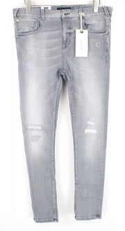 SCOTCH & SODA Dart Men's Jeans W32/L32 Grey Distressed Super Skinny Washed Fit