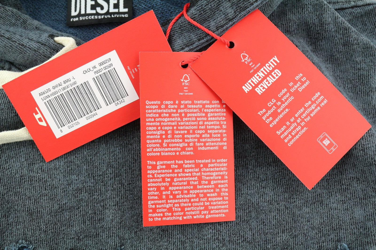 DIESEL S-Ginn-Hood-E1 vyriškas džemperis su gobtuvu L, pilkas, su gobtuvu, kengūros spalvos, rekomenduojama kaina – 195 € 