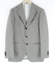 SUITSUPPLY vyriškas pilkas švarkas „Havana Jetted FL“ su vilna, šilku, linu, plonas kirpimas 