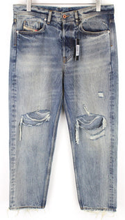 DIESEL Dagh-XP 084ZS Men's Jeans W32/L32 Straight Fit Washed Blue Ripped Cotton