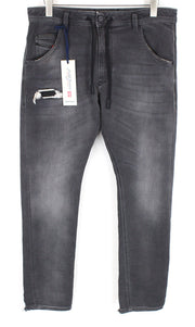 DIESEL Krooley CB-NE 069EM vyriški pilki plėšyti sportiniai džinsai joggingui W32 Slim skalbti 