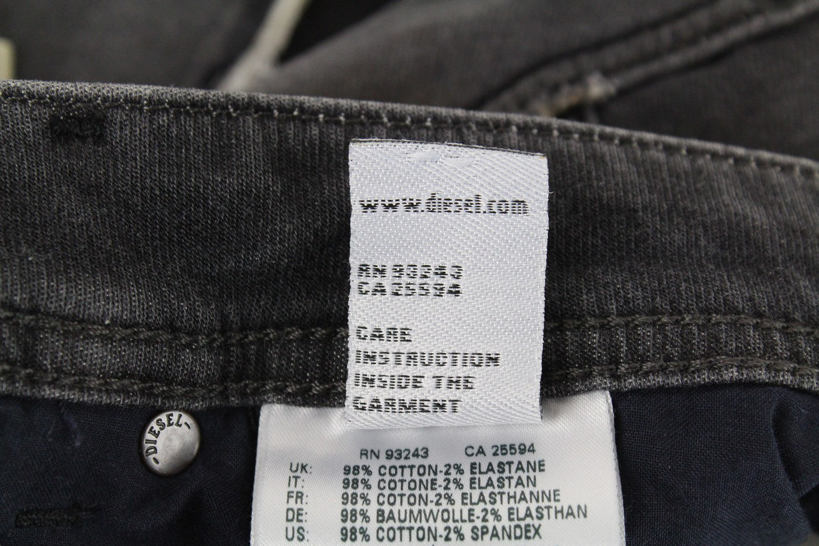 DIESEL Krooley CB-NE 069EM vyriški pilki plėšyti sportiniai džinsai joggingui W32 Slim skalbti 