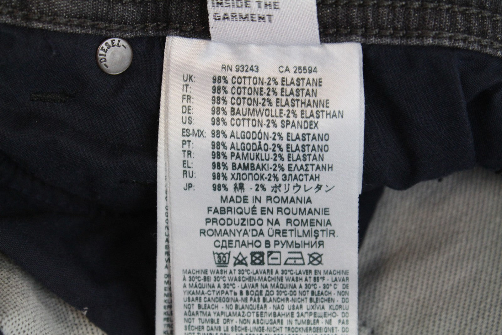 DIESEL Krooley CB-NE 069EM vyriški pilki plėšyti sportiniai džinsai joggingui W32 Slim skalbti 