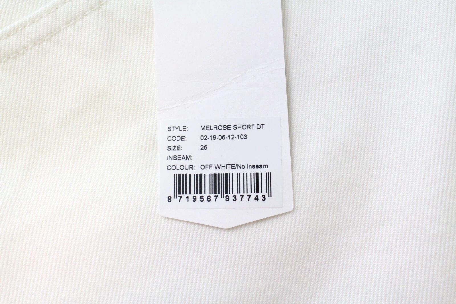 DENHAM Melrose moteriški šortai W26 balkšvi su sagomis džinsinio audinio, grynos medvilnės 