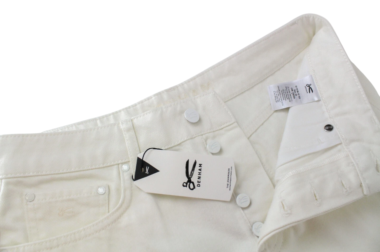 DENHAM Melrose moteriški šortai W28 balkšvi, grynos medvilnės, laisvalaikio, džinsinio audinio, vasariniai 