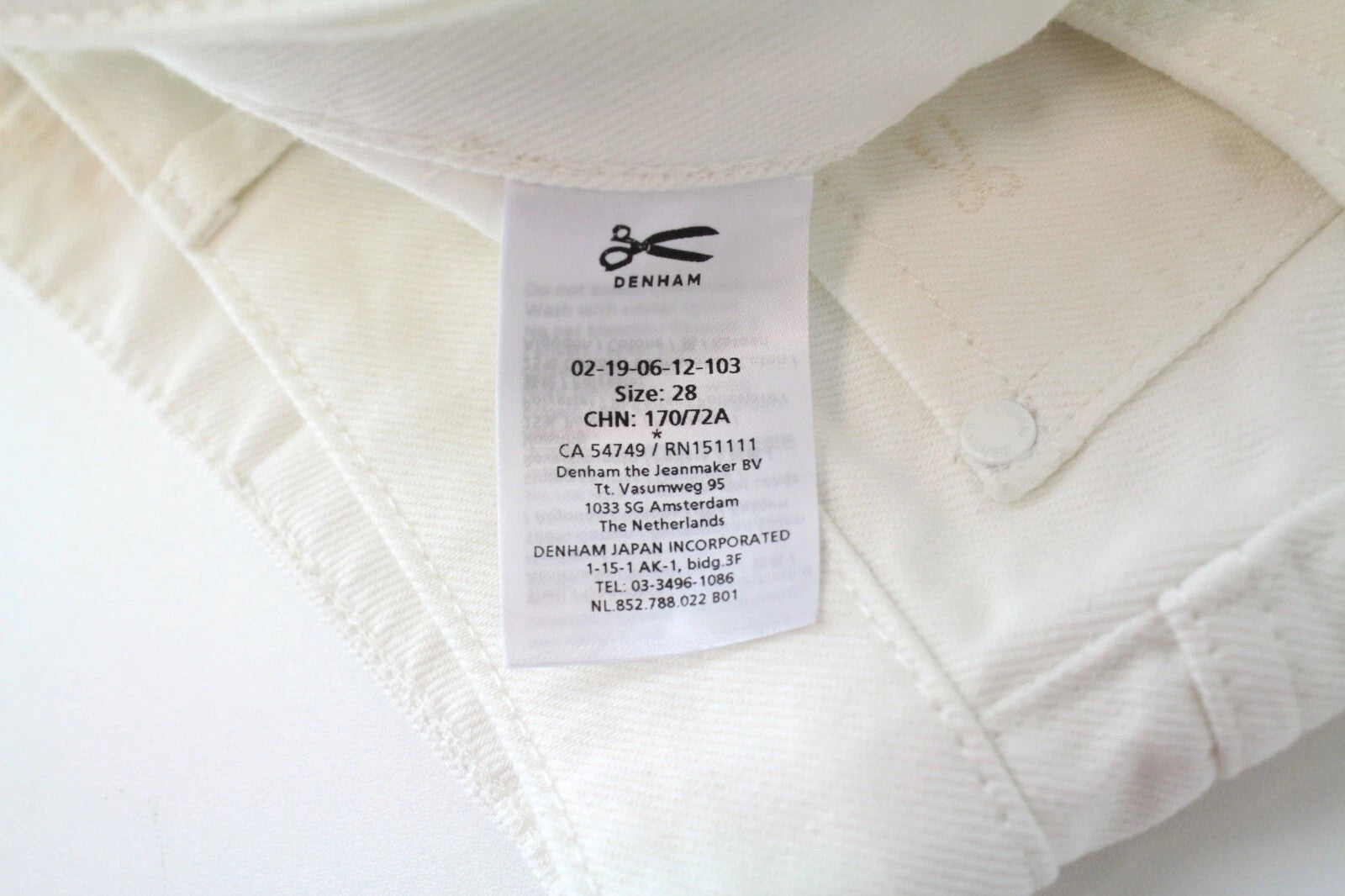 DENHAM Melrose moteriški šortai W28 balkšvi, grynos medvilnės, laisvalaikio, džinsinio audinio, vasariniai 