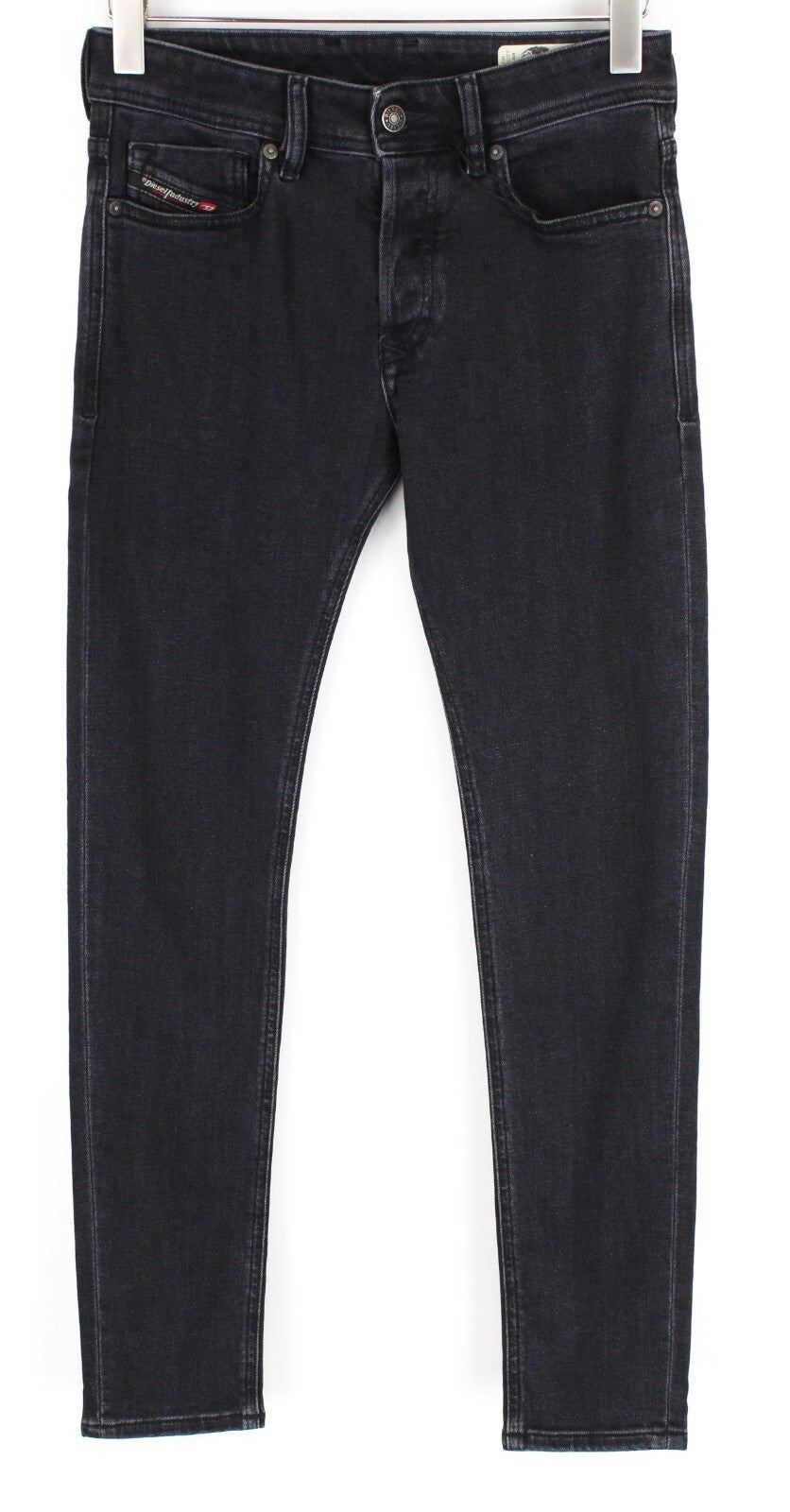 DIESEL Sleenker-X 0870G vyriški mėlyni džinsai W27/L32 juodi išblukinti, ploni, aptempti 