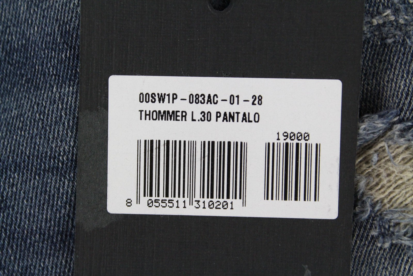 DIESEL Thommer 083AC vyriški džinsai W28/L30 Slim Fit Skinny mėlyni su plėšytomis medvilnės juostelėmis 