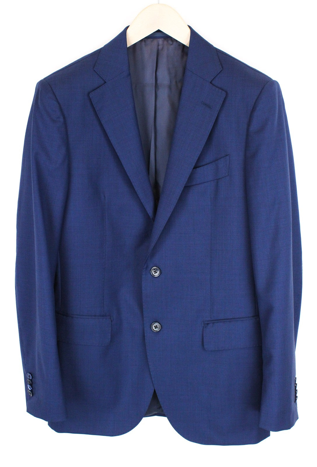 SUITSUPPLY Lazio Men's Suit UK40L Blue Pure Wool 2-Piece Classic Twill Lined