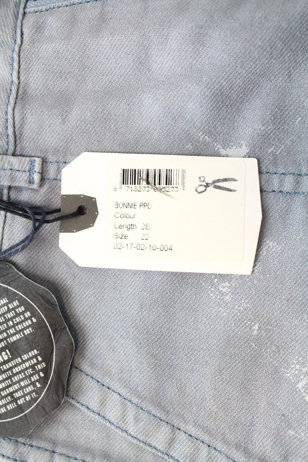 DENHAM Bonnie Women's Trousers W22/L28 Wide Fit Blue Linen Cotton Paint Stains