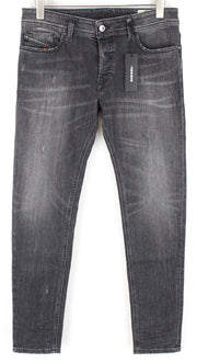 DIESEL Troxer R4NQ8 vyriški džinsai W31/L30 Slim Fit, skalbtos pilkos spalvos, tamprios medvilnės medžiagos 