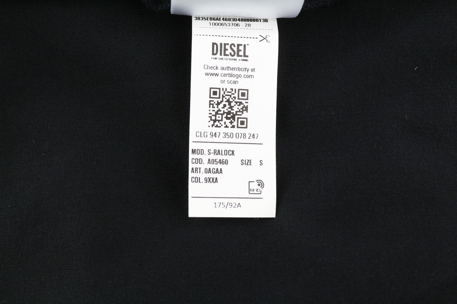 DIESEL S-Ralock vyriškas džemperis su užtrauktuku ir aukšta apykakle, juodos spalvos, RRP 275 € 