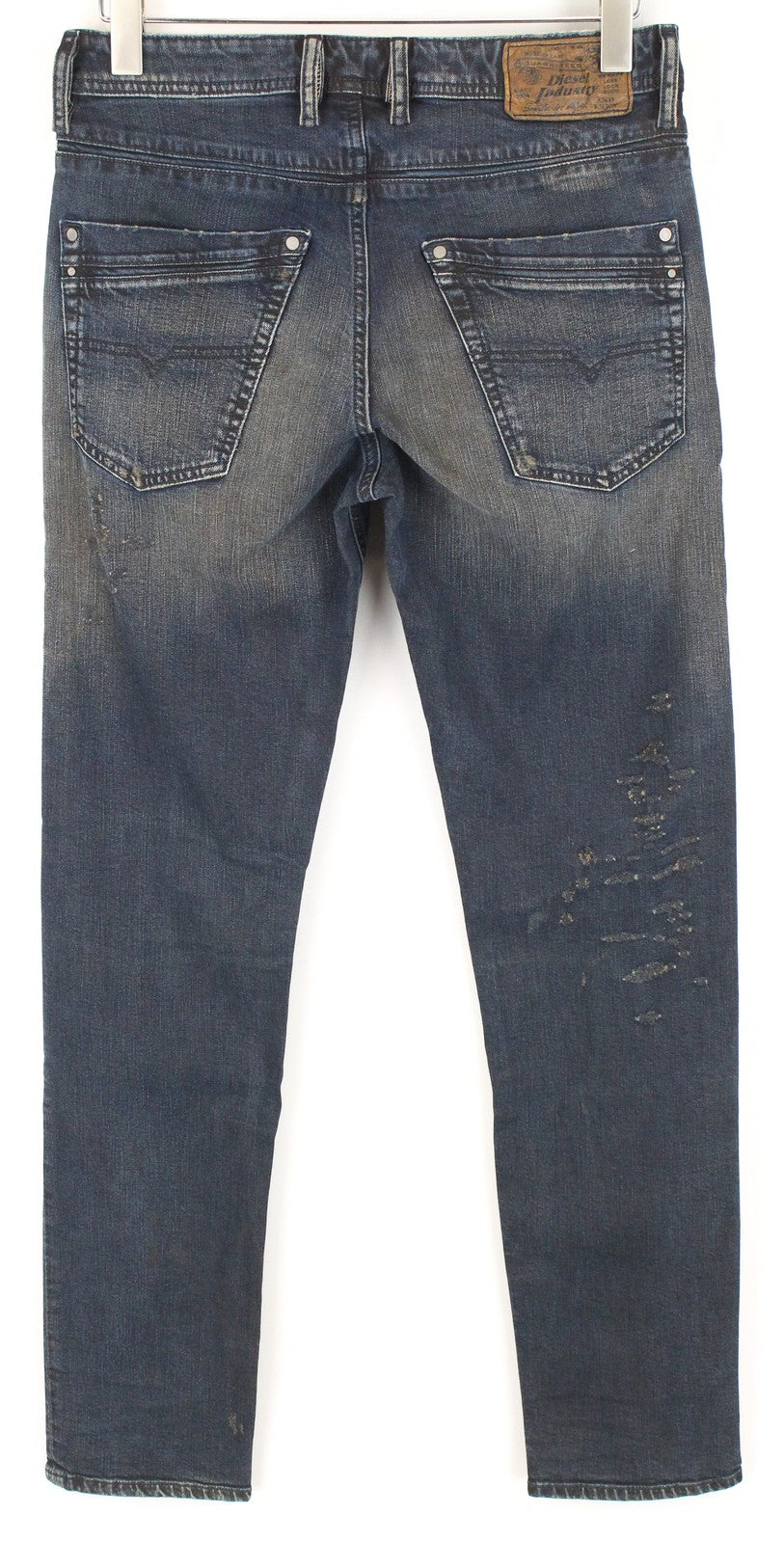 DIESEL Krayver R48XU vyriški džinsai W28/L32 Slim Fit morkų mėlynos spalvos tamprios medvilnės kelnės 