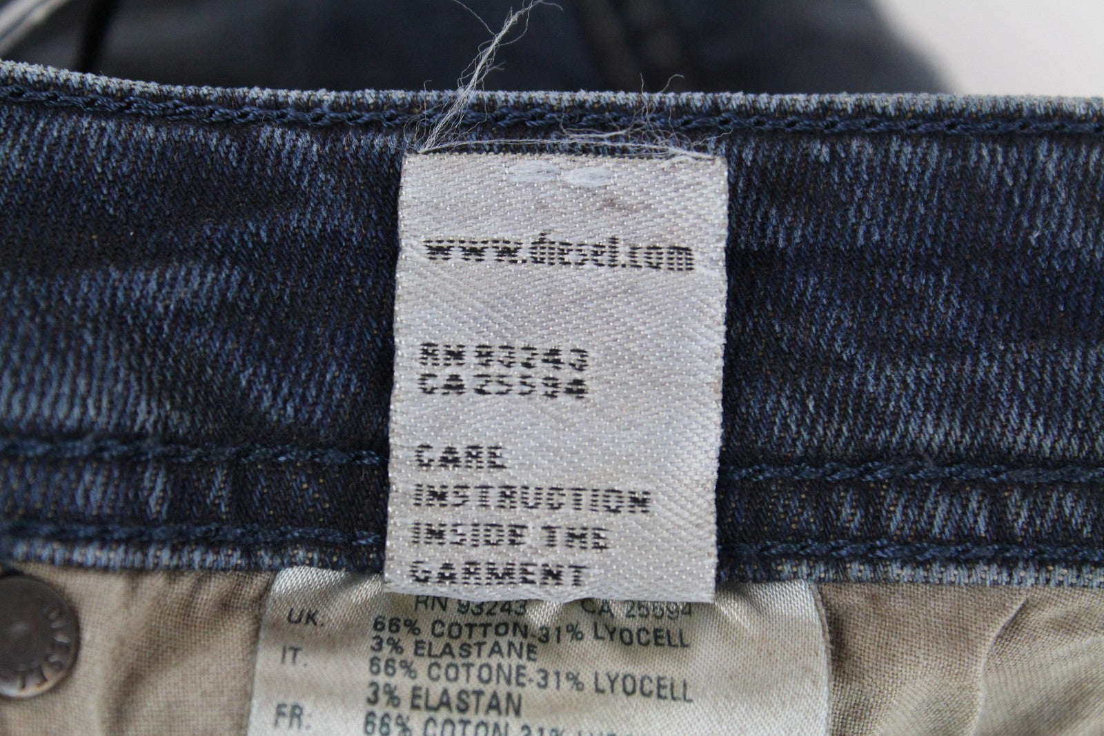 DIESEL Krayver R48XU vyriški džinsai W28/L32 Slim Fit morkų mėlynos spalvos tamprios medvilnės kelnės 