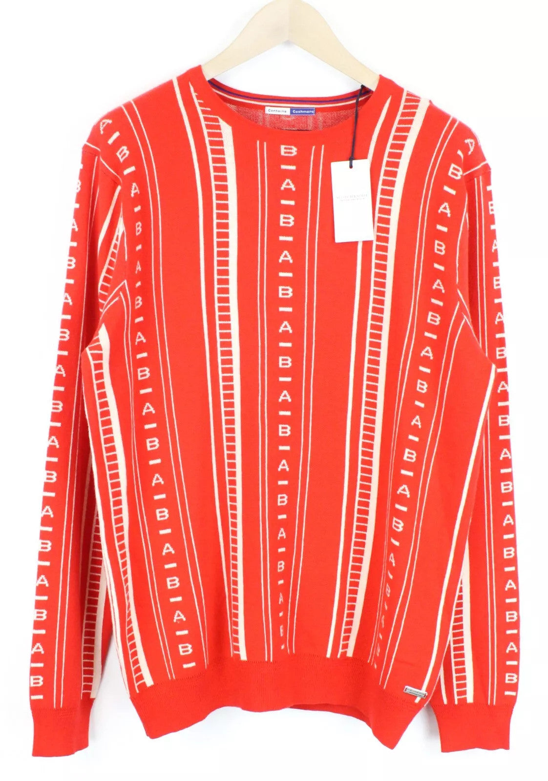 SCOTCH &amp; SODA Ams Blauw vyriškas megztinis ~XL raudonos spalvos medvilnės raštais megztas megztinis 