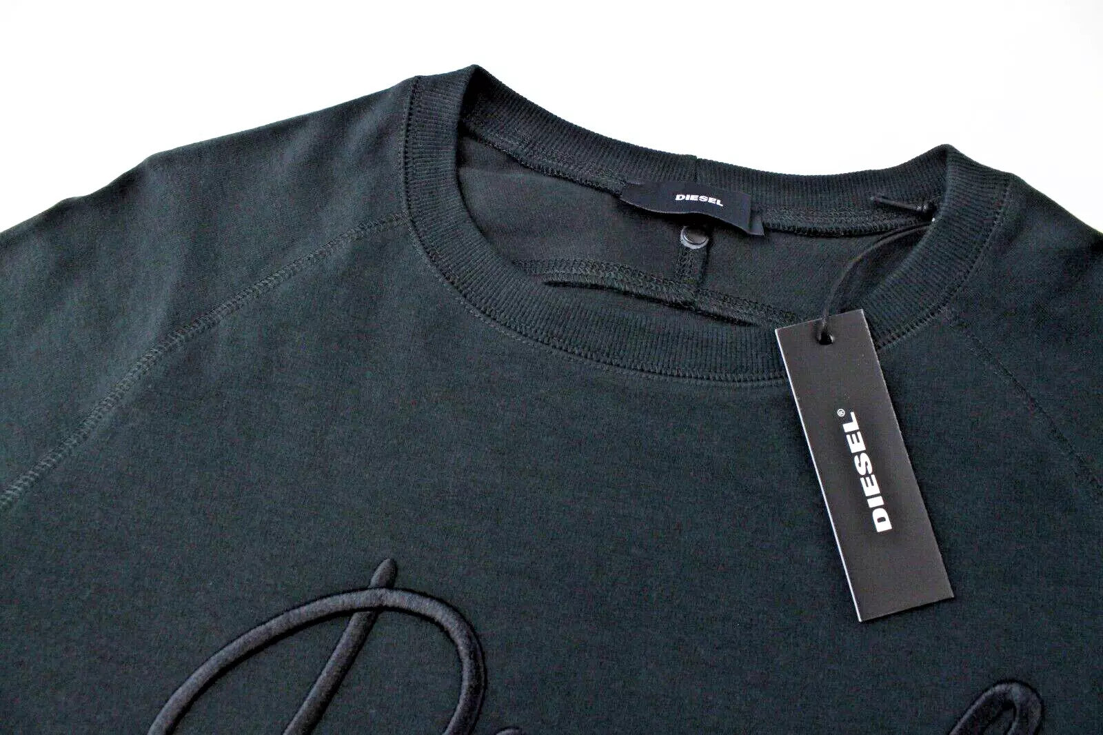 DIESEL F-Gertrude moteriškas megztinis M juodos spalvos tamprios medvilnės palaidinės su logotipu 