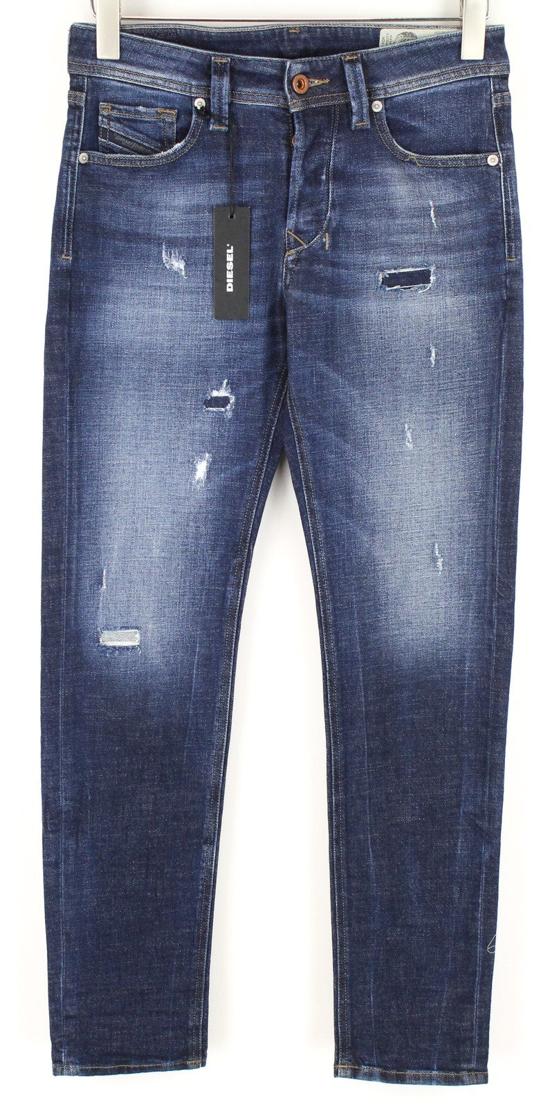 DIESEL Larkee-Beex 084QT Men's Jeans W26/L30 Tapered Fit Blue Cotton Ripped