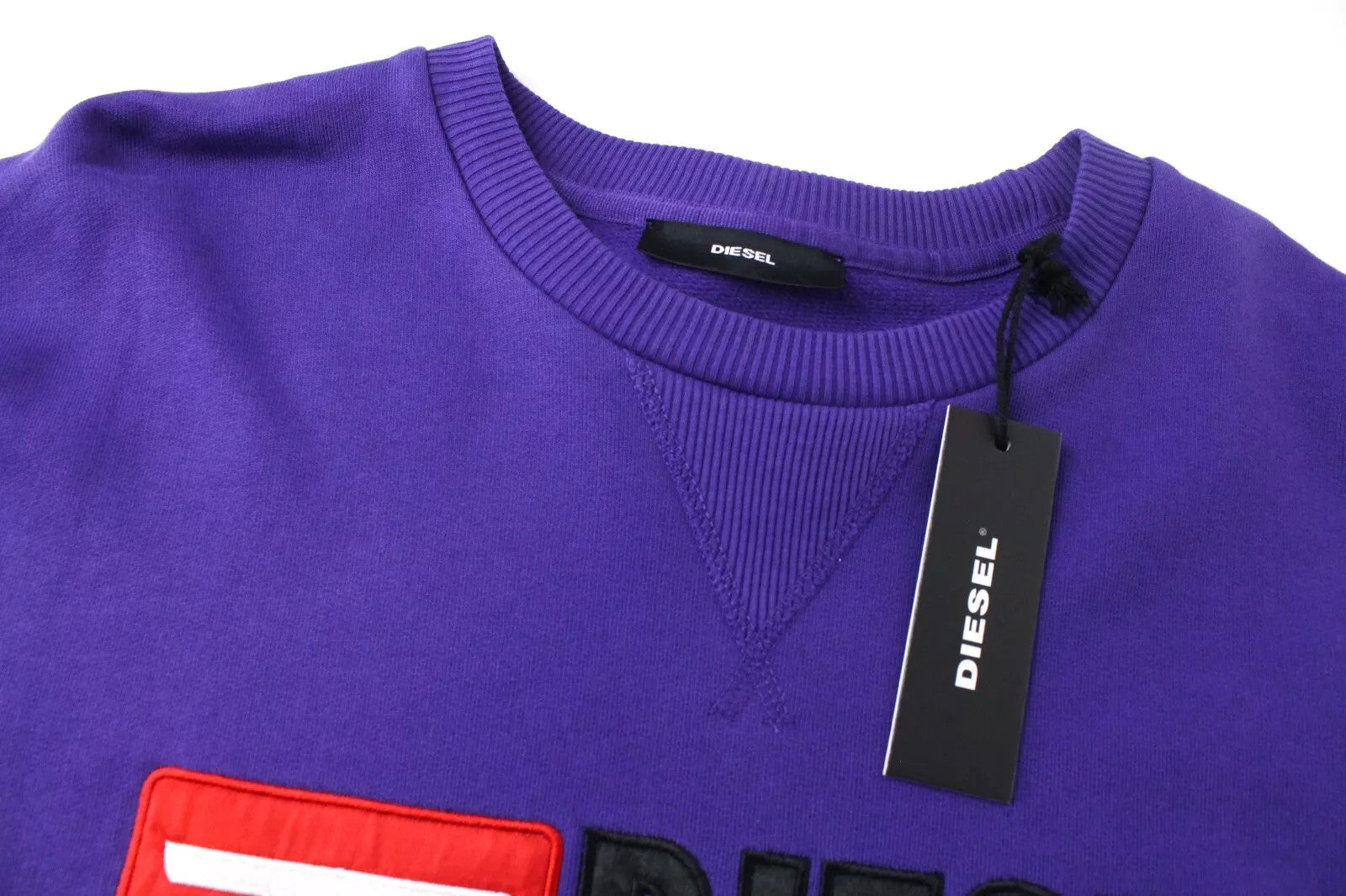 DIESEL F-Arap moteriškas džemperis XS dydžio violetinis ilgomis rankovėmis su medvilniniu logotipu 